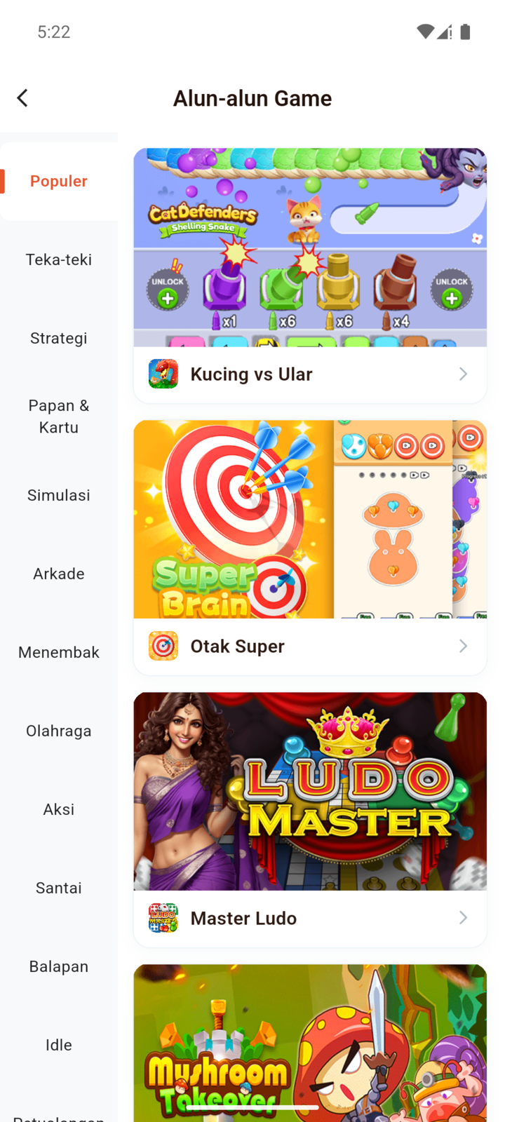 Catálogo de jogos no FOCUS
