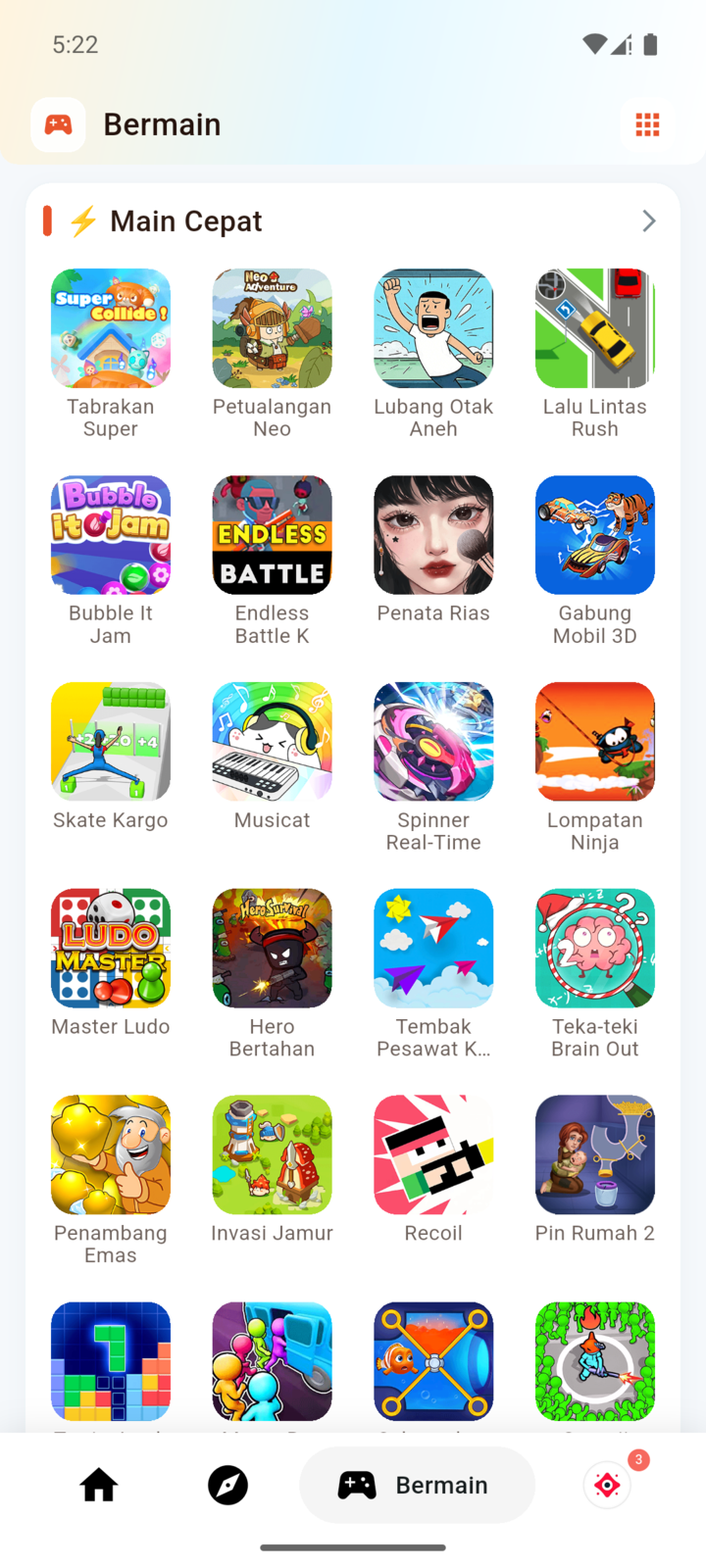 Grade de jogos rápidos no FOCUS